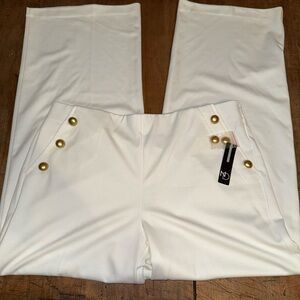 New Direction White Snow Pants with Gold Button Accents Size Large